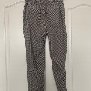 Women’s Black and White Checkered Pants, half elastic waist